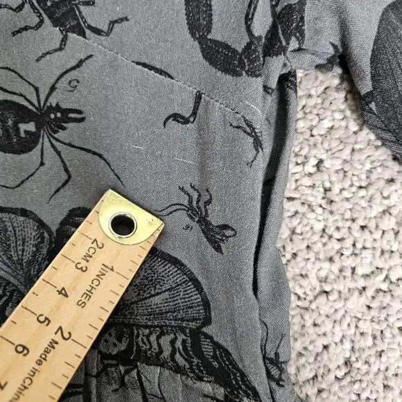 Disturbia Dress Womens 2 Gray Parasite Smock Mini Insects AOP Goth Feminine - Picture 13 of 16